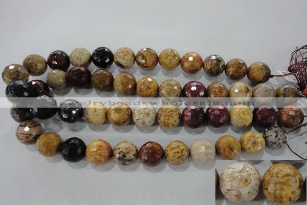 CWJ309 15.5 inches 16mm faceted round wood jasper gemstone beads