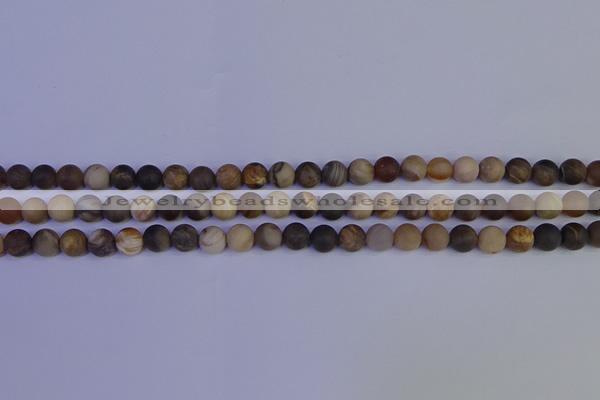 CWJ411 15.5 inches 6mm round matte wood jasper beads wholesale