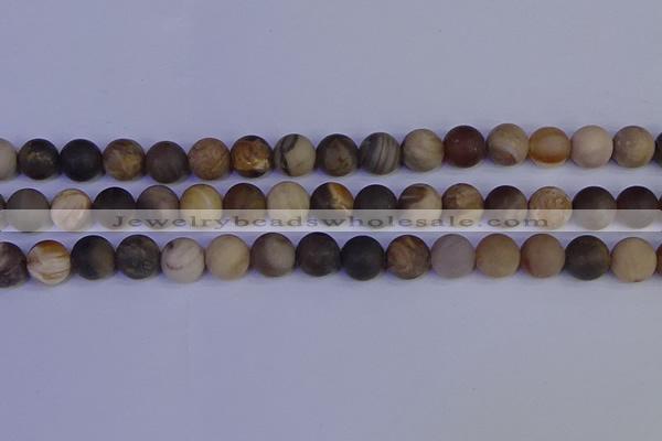 CWJ414 15.5 inches 12mm round matte wood jaspe beads wholesale