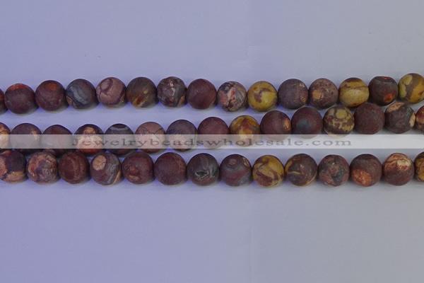 CWJ425 15.5 inches 14mm round matte wood eye jasper beads