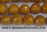 CWJ470 15.5 inches 8mm faceted round yellow petrified wood jasper beads