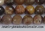 CWJ477 15.5 inches 8mm faceted round wood jasper gemstone beads