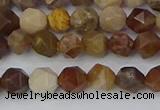 CWJ483 15.5 inches 6mm faceted nuggets wood jasper beads