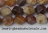 CWJ484 15.5 inches 8mm faceted nuggets wood jasper beads