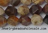 CWJ485 15.5 inches 10mm faceted nuggets wood jasper beads