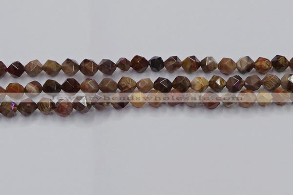 CWJ491 15.5 inches 8mm faceted nuggets wood jasper beads