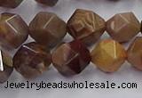 CWJ492 15.5 inches 10mm faceted nuggets wood jasper beads