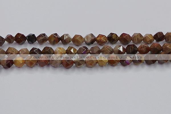 CWJ493 15.5 inches 12mm faceted nuggets wood jasper beads