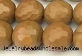 CWJ602 15 inches 8mm faceted round wooden jasper beads wholesale