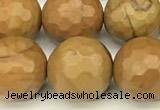 CWJ603 15 inches 10mm faceted round wooden jasper beads wholesale