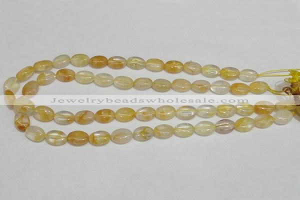 CYC01 15.5 inches 10*14mm oval yellow crystal quartz beads