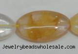 CYC04 15.5 inches 20*35mm oval yellow crystal quartz beads