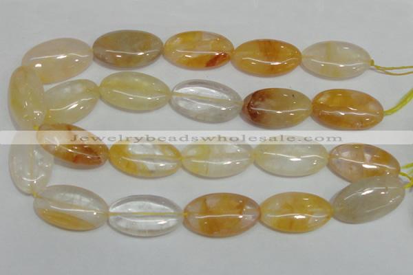 CYC04 15.5 inches 20*35mm oval yellow crystal quartz beads