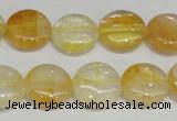 CYC05 15.5 inches 16mm flat round yellow crystal quartz beads