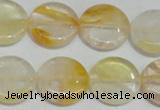 CYC06 15.5 inches 20mm flat round yellow crystal quartz beads