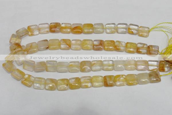 CYC12 15.5 inches 14*14mm square yellow crystal quartz beads