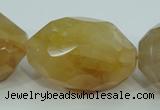 CYC130 15.5 inches 26*38mm faceted nuggets yellow crystal quartz beads