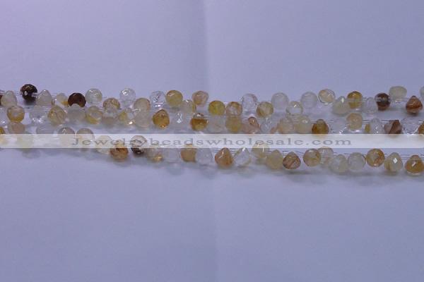 CYC135 Top drilled 7*7mm faceted teardrop yellow quartz beads