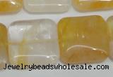 CYC14 15.5 inches 25*25mm square yellow crystal quartz beads