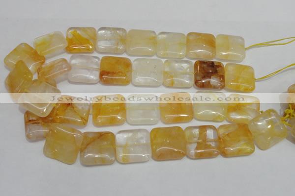 CYC14 15.5 inches 25*25mm square yellow crystal quartz beads