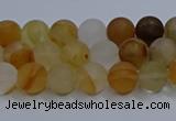 CYC140 15.5 inches 4mm round matte yellow quartz beads wholesale