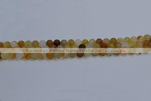 CYC140 15.5 inches 4mm round matte yellow quartz beads wholesale