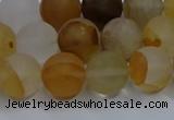 CYC142 15.5 inches 8mm round matte yellow quartz beads wholesale