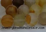 CYC143 15.5 inches 10mm round matte yellow quartz beads wholesale