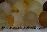 CYC145 15.5 inches 14mm round matte yellow quartz beads wholesale