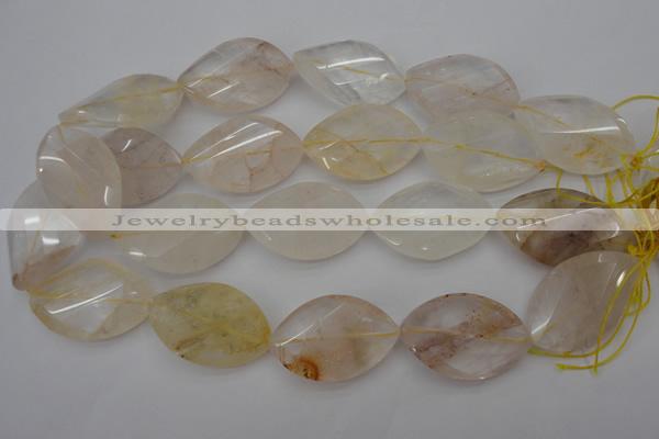 CYC202 15.5 inches 25*40mm twisted & faceted marquise yellow quartz beads