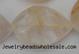 CYC207 15.5 inches 28*40mm twisted & faceted teardrop yellow quartz beads