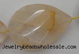 CYC208 15.5 inches 23*45mm twisted & faceted teardrop yellow quartz beads