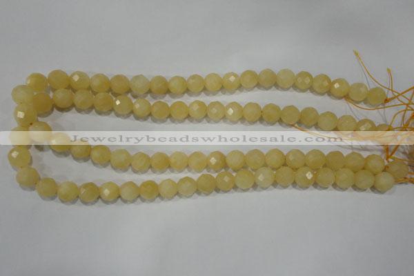 CYJ153 15.5 inches 10mm faceted round yellow jade beads wholesale