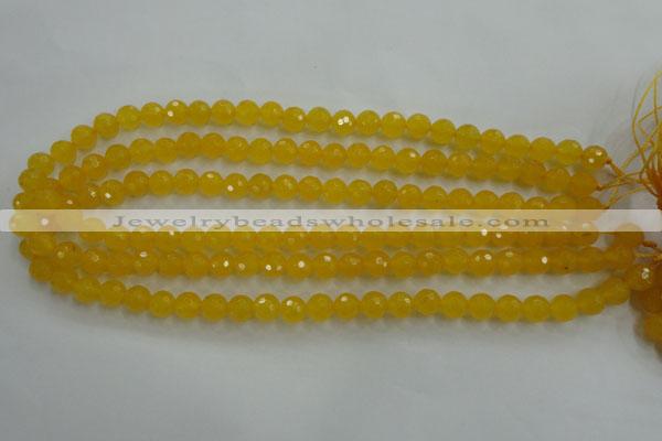 CYJ201 15.5 inches 6mm faceted round yellow jade beads wholesale