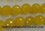 CYJ204 15.5 inches 12mm faceted round yellow jade beads wholesale