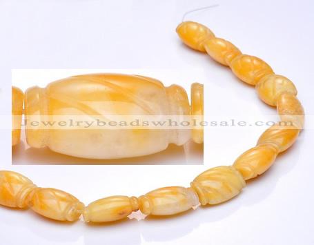 CYJ22 14*20mm flat drum yellow jade gemstone beads Wholesale