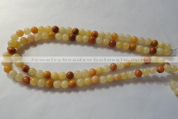 CYJ262 15.5 inches 8mm round mixed color yellow jade beads wholesale