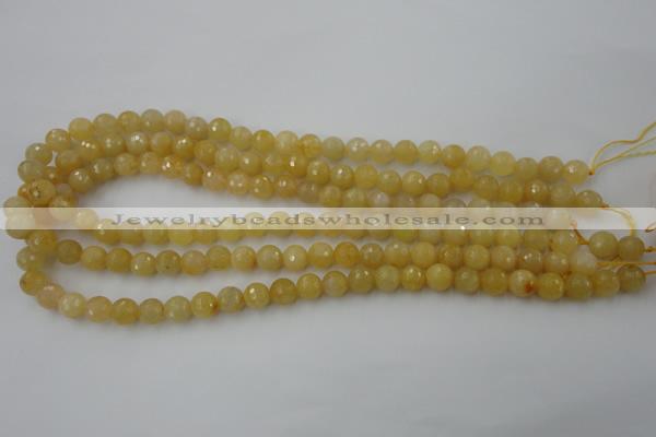 CYJ321 15.5 inches 8mm faceted round yellow jade beads wholesale