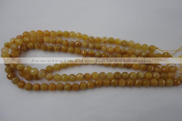 CYJ323 15.5 inches 8mm faceted round yellow jade beads wholesale