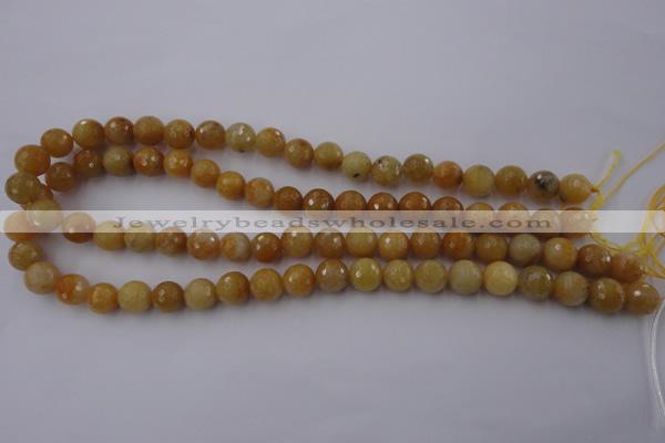 CYJ324 15.5 inches 10mm faceted round yellow jade beads wholesale