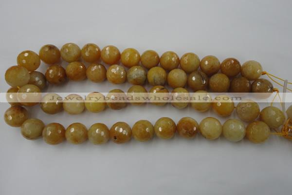 CYJ327 15.5 inches 16mm faceted round yellow jade beads wholesale