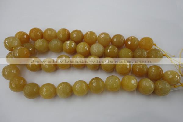 CYJ328 15.5 inches 18mm faceted round yellow jade beads wholesale