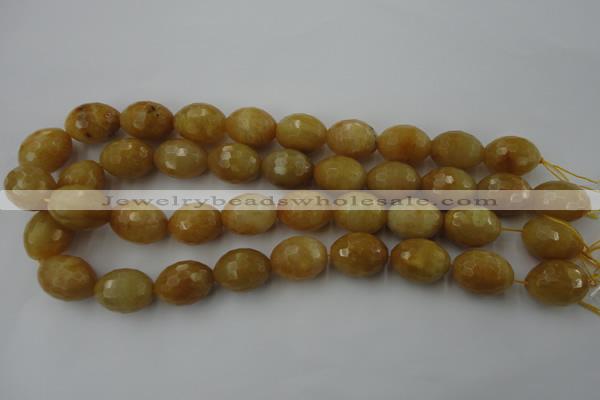 CYJ335 15.5 inches 16*20mm faceted rice yellow jade beads wholesale