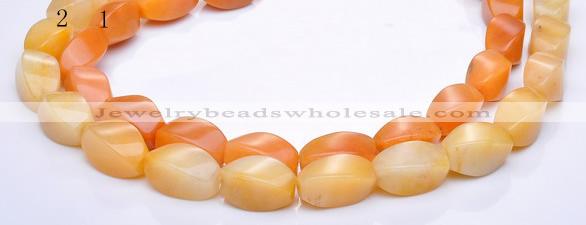 CYJ40 10*14mm twisted rice yellow jade gemstone beads Wholesale