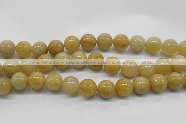 CYJ405 15.5 inches 14mm round yellow jade gemstone beads