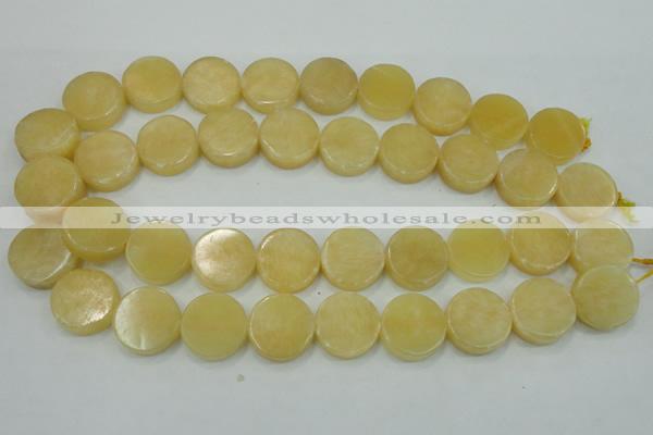 CYJ51 15.5 inches 20mm coin yellow jade gemstone beads wholesale