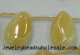 CYJ54 20*30mm top-drilled twisted teardrop yellow jade gemstone beads