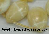 CYJ55 22*30mm top-drilled flat teardrop yellow jade gemstone beads