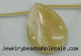 CYJ56 30*40mm top-drilled flat teardrop yellow jade gemstone beads