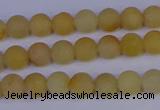 CYJ600 15.5 inches 4mm round matte yellow jade beads wholesale